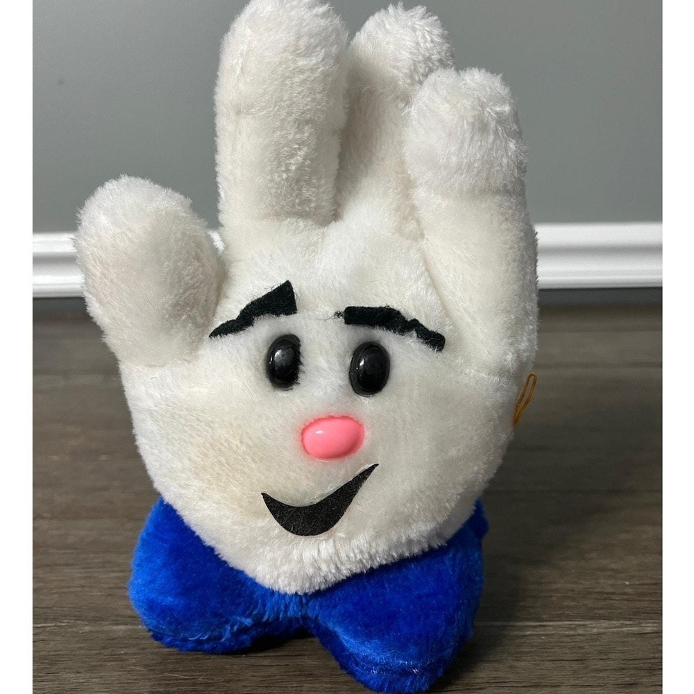 Vintage Hamburger Helper Hand Lefty Plush Stuffed Animal Mascot Blue Cuff Toy